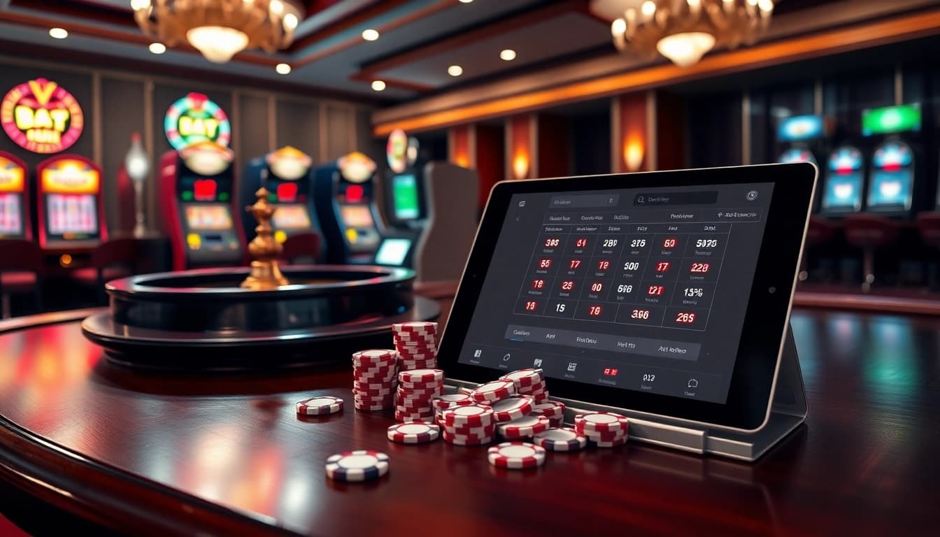 Exciting gaming scene showcasing online gambling interface at https://nk88z.com/ with roulette and poker elements.