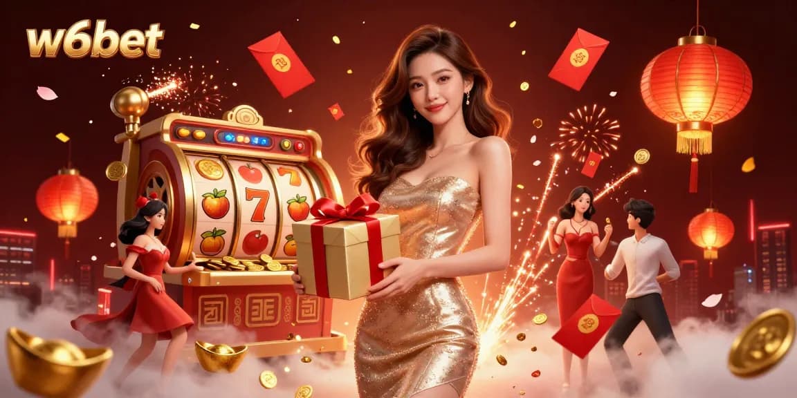 Ganhe grande no w6bet com uma celebração glamourosa em tema de cassino, apresentando elementos festivos e símbolos de sorte.