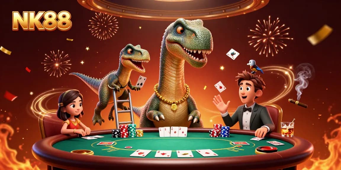 Experience thrilling gameplay at NK88 with dynamic casino characters and vibrant poker elements!