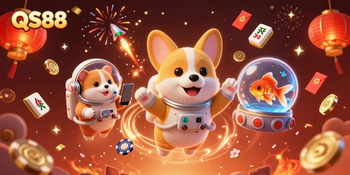 QS88 casino play interacts with a dynamic space station scene filled with characters and elements.