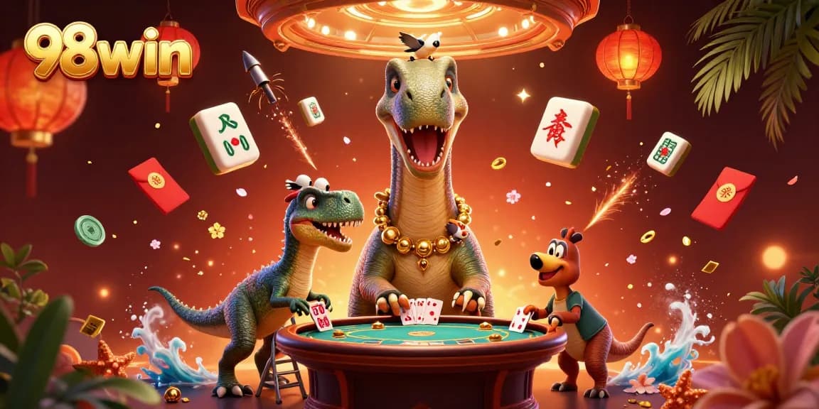 Experience lively gaming at 98win with vibrant characters and dynamic casino elements.