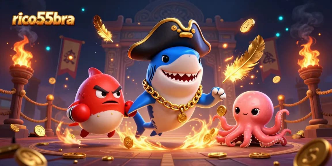 Experience the thrilling world of rico55bra with dynamic characters and vibrant casino elements.