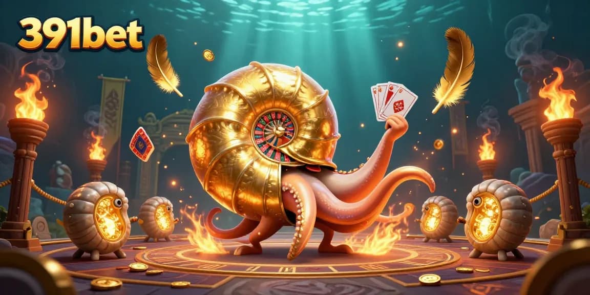 Engage in thrilling gameplay at 391bet, where a giant nautilus symbolizes excitement and opportunity.