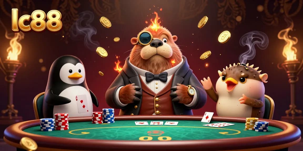 Join the lc88 poker scene with a walrus, penguin dealer, and bluffing pufferfish.