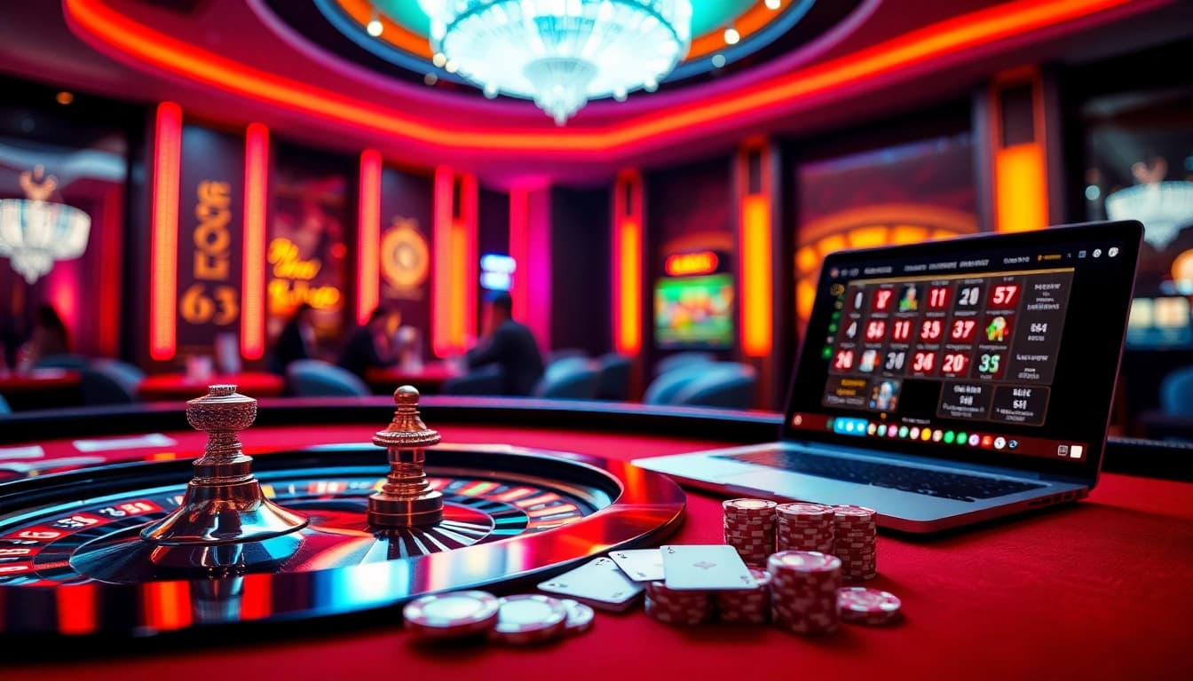 Experience the thrill of bet 88 with vibrant casino elements including roulette, poker chips, and online gaming.