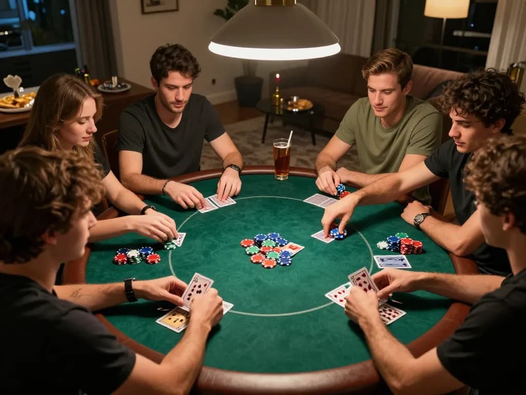 Players enjoying an exciting poker game night at home showcasing the 27G platform's social gaming aspect.