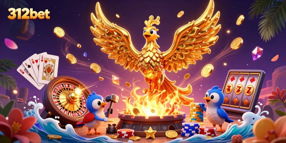 Experience the excitement of 312bet with dynamic casino elements and vibrant branding.