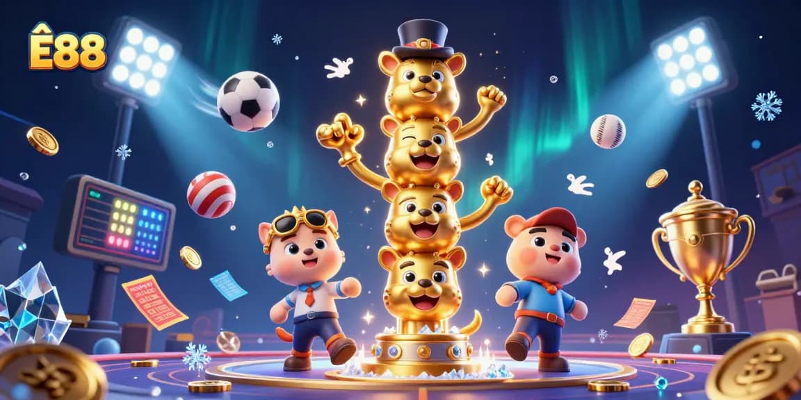 Play exciting games with Ê88 at a spectacular online casino featuring unique golden totem and sports elements.