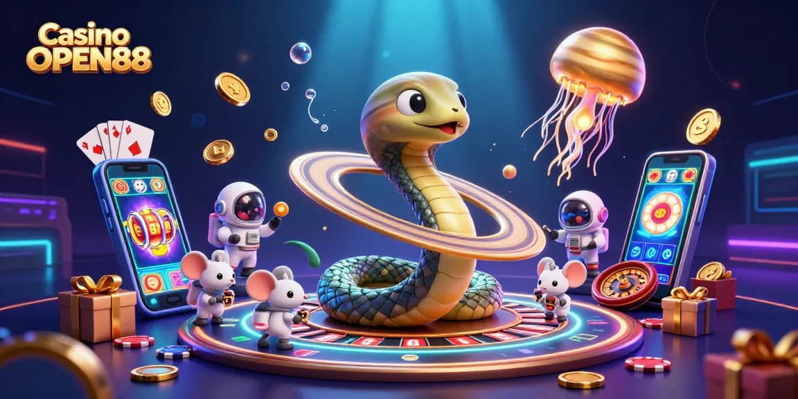 Experience thrilling action at Casino OPEN88 with cosmic gambling elements and vibrant visuals.