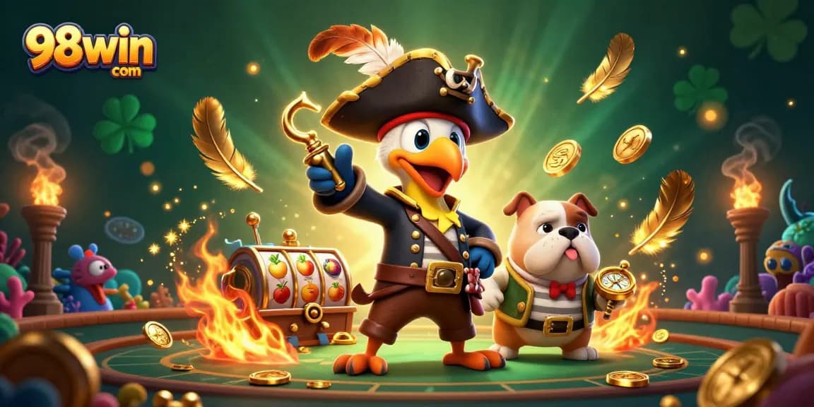Engage your luck with 98win com as a pirate captain leads a thrilling 3D casino adventure.