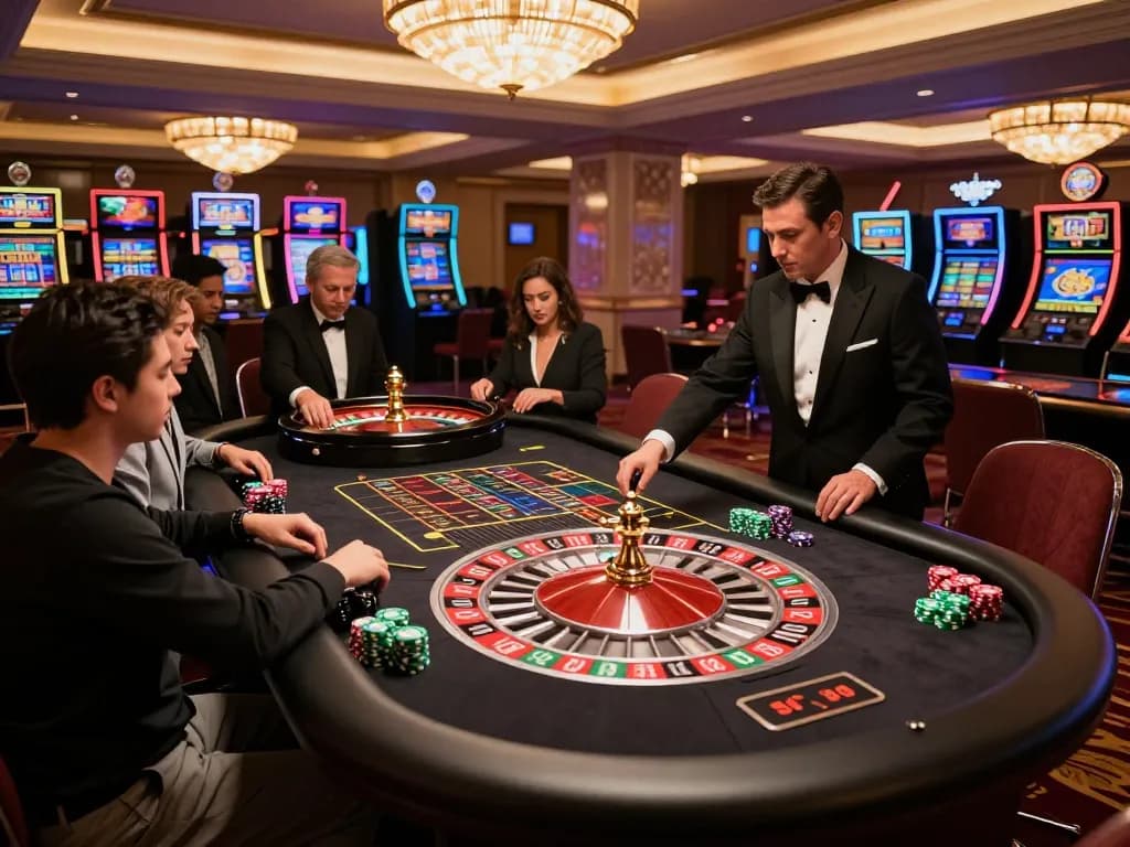va88 roulette excitement with players betting at a luxury casino table
