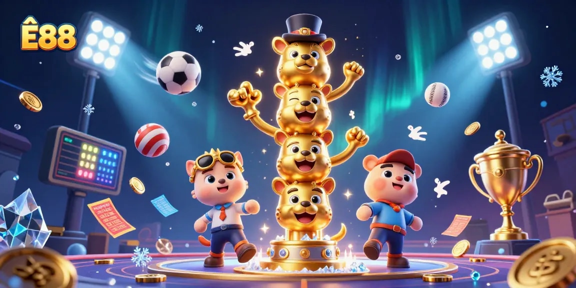 Play exciting games with Ê88 at a spectacular online casino featuring unique golden totem and sports elements.