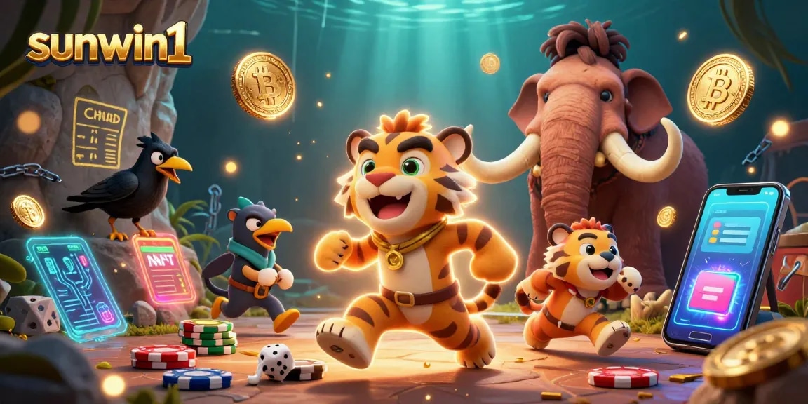Experience the thrill of gambling at sunwin1 with a prehistoric casino scene brimming with excitement.