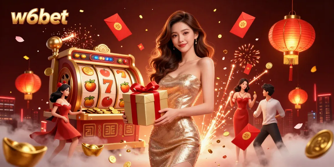 Ganhe grande no w6bet com uma celebração glamourosa em tema de cassino, apresentando elementos festivos e símbolos de sorte.