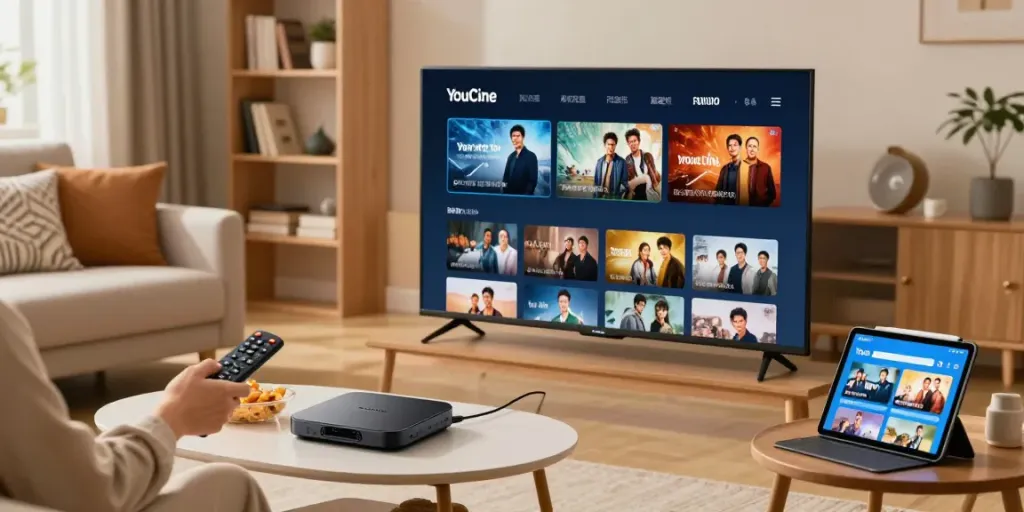 Configuração de entretenimento moderno com Youcine APK Versões Antigas em TV