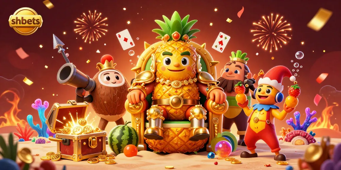 Experience thrilling gameplay with shbets at a vibrant beach casino with animated characters and colorful gems.