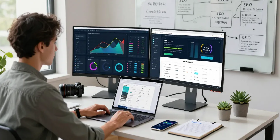 Digital marketing professional analyzing WPS Official Website analytics in a modern office.