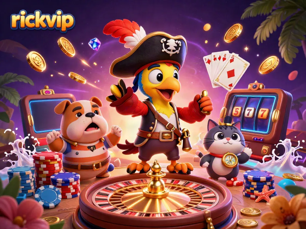 Experience excitement with rickvip as pirate characters command a thrilling casino scene.