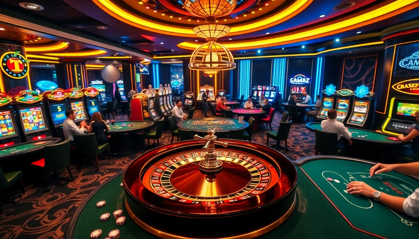 Players enjoying thrilling games at L567 casino with blackjack and roulette tables.