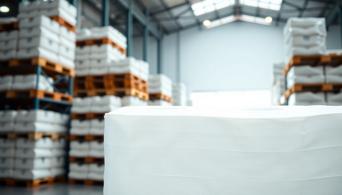 Showcasing Angel Soft Toilet Paper Pallets neatly stacked in a warehouse with bright lighting.