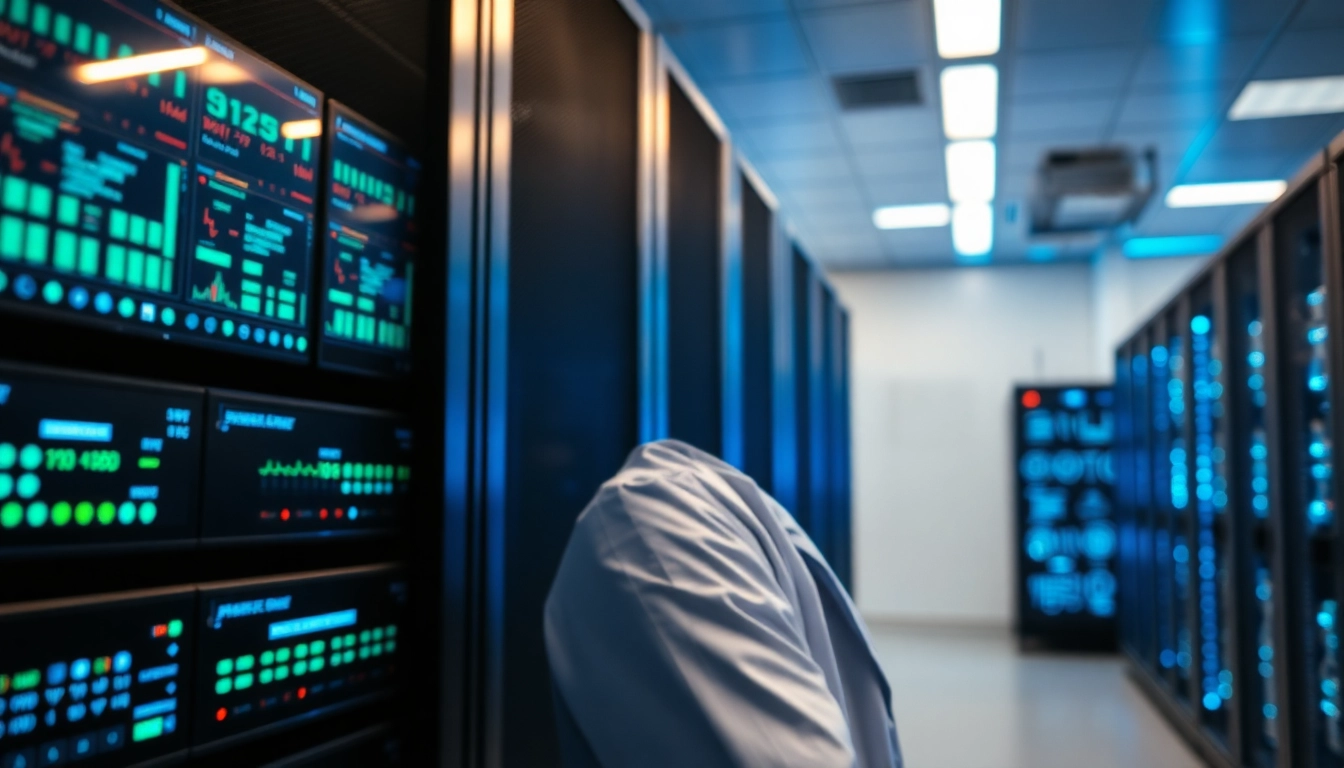 Monitor technician ensuring performance in high-security adult hosting environment.