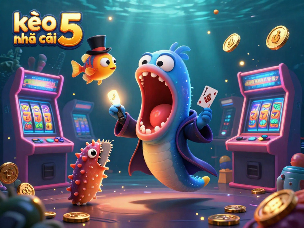 Engage with kèo nhà cái 5 through a vibrant underwater gambling scene filled with exciting action.