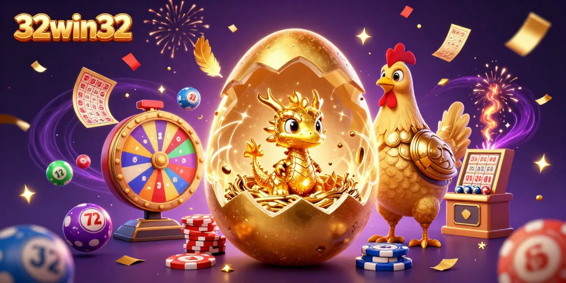 Experience the excitement of 32win32 with a golden dragon and casino elements bursting with energy.