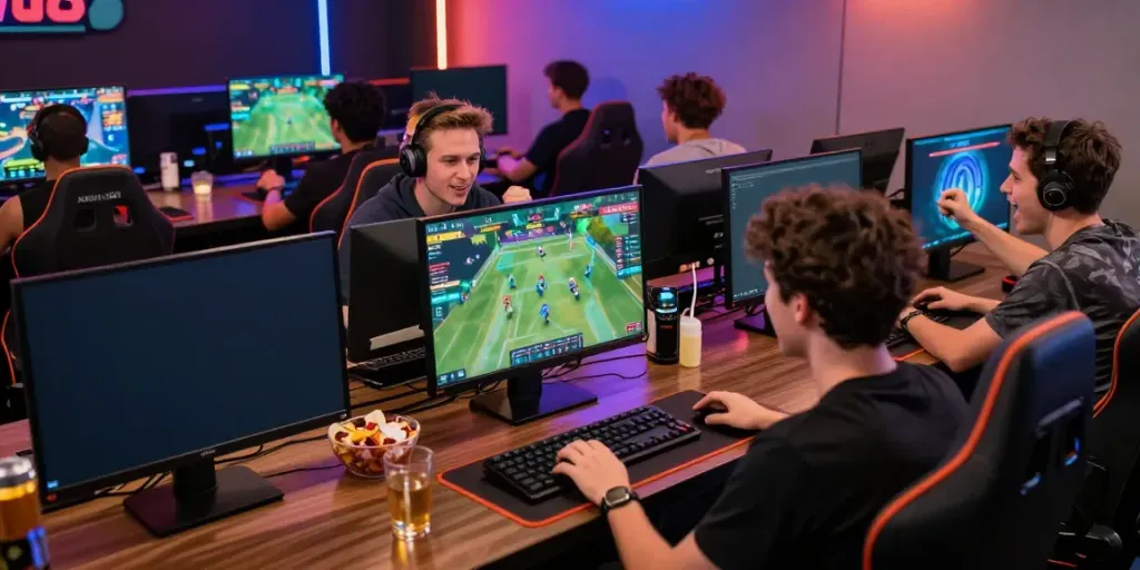 Players enjoying online gaming at https://man88.hair/ in an energetic atmosphere.