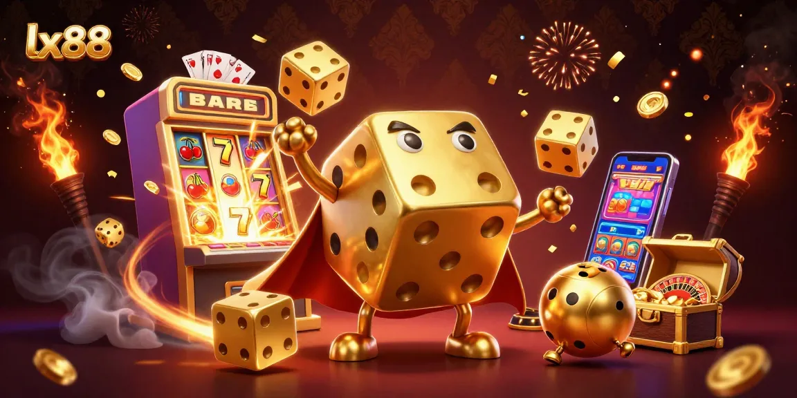 Experience exciting gameplay with lx88’s vibrant golden dice golem and jackpot slot machine.