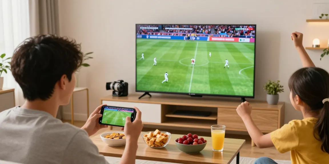 Enjoy live football matches on multicanais in a cozy home setting with friends and snacks.