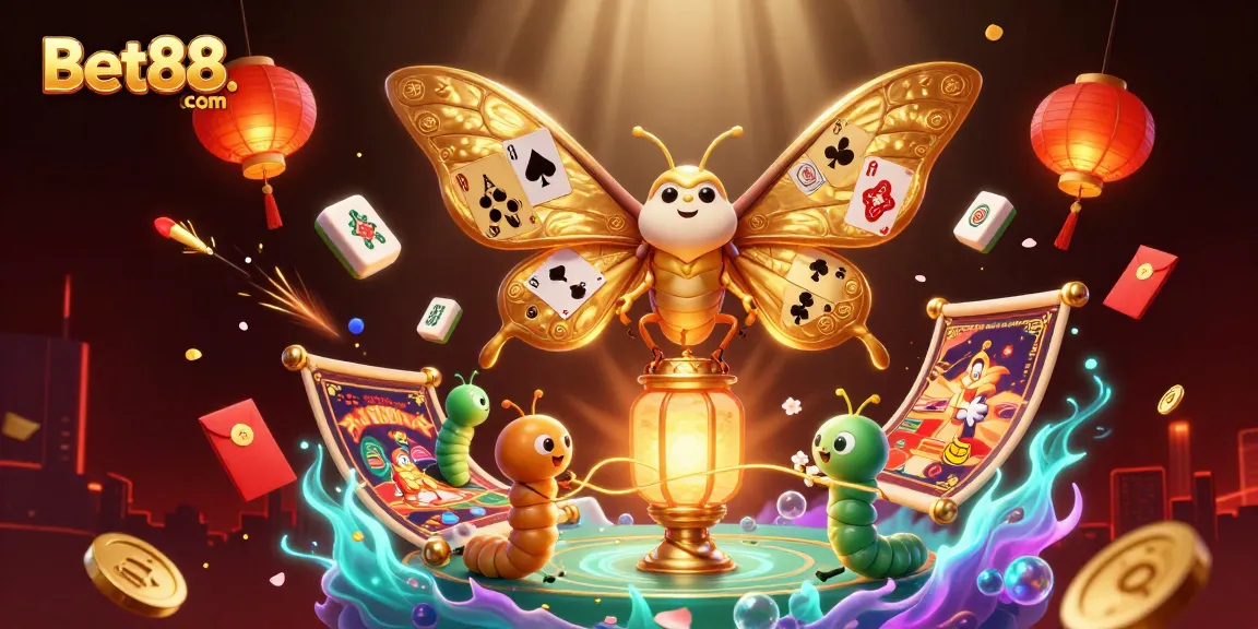 Engage with Bet88. com through a vibrant 3D illustration showcasing enchanting casino elements.