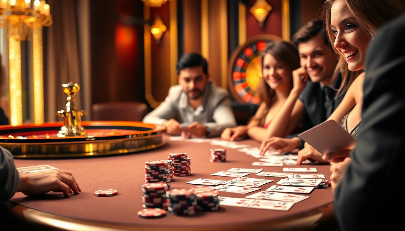 Experience the excitement of 58 WIN at a lavish poker table with vibrant chips and cards.
