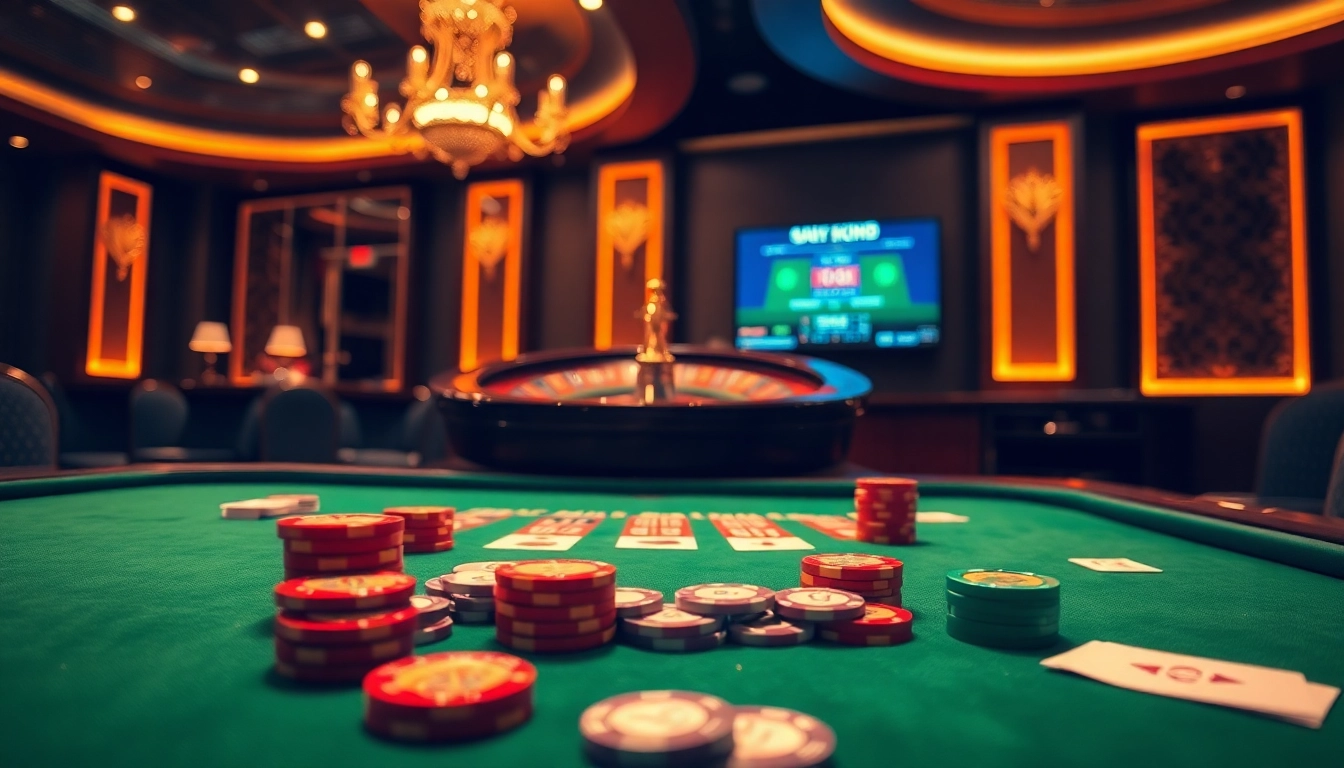 Experience the thrill of kqbd with vibrant casino graphics showcasing table games and betting excitement.