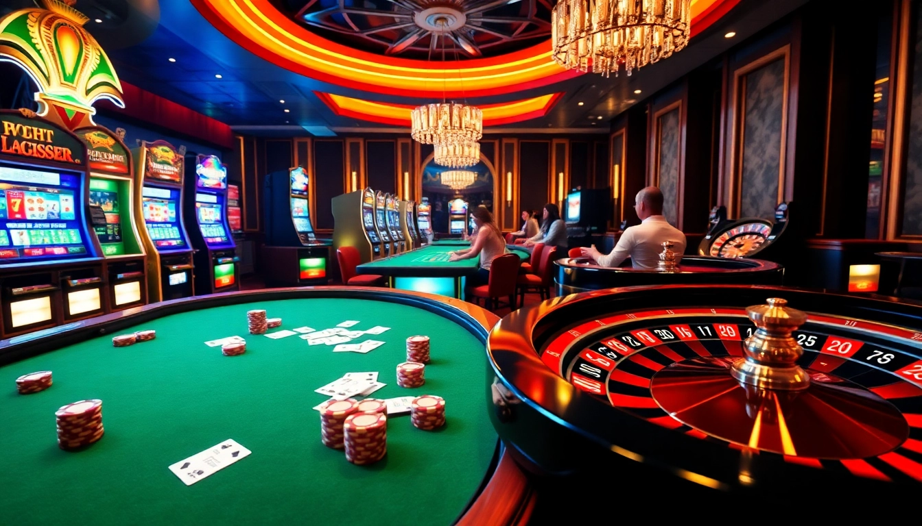 Players enjoying the thrill of gambling at 7hh's luxurious casino tables.