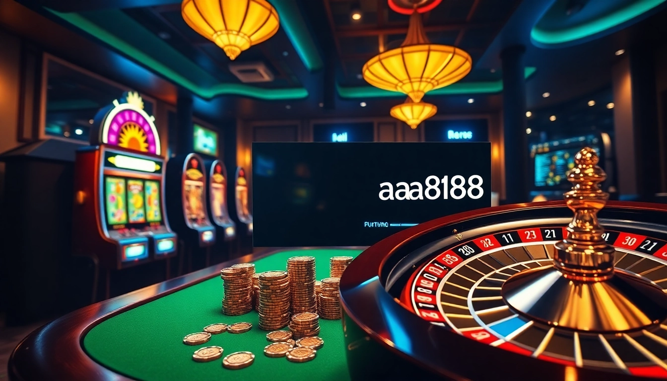 Vivencie ação de jogo emocionante na aa888 com visuais luxuosos de cassino online, apresentando roleta e pôquer.